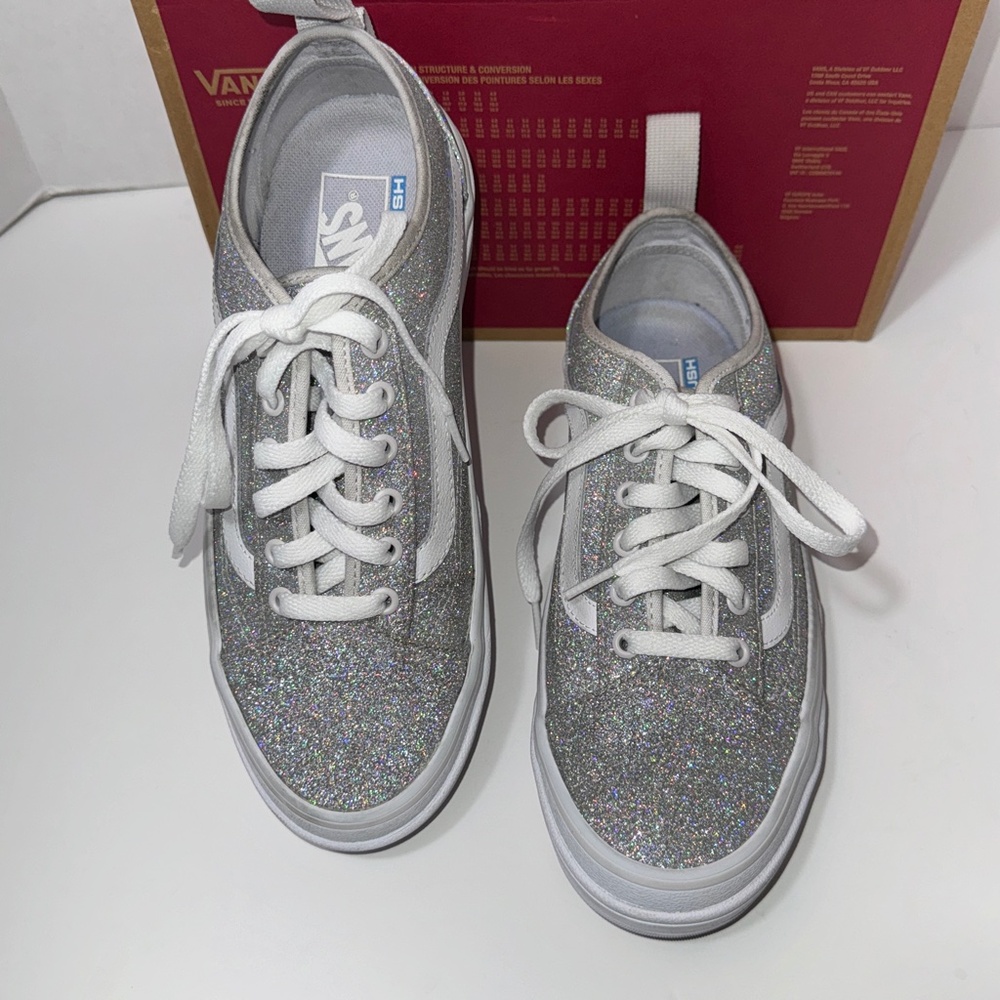 Vans Sentry Old Skool Glitter Silver/True White - Men's 7.5 / Womens 9.0